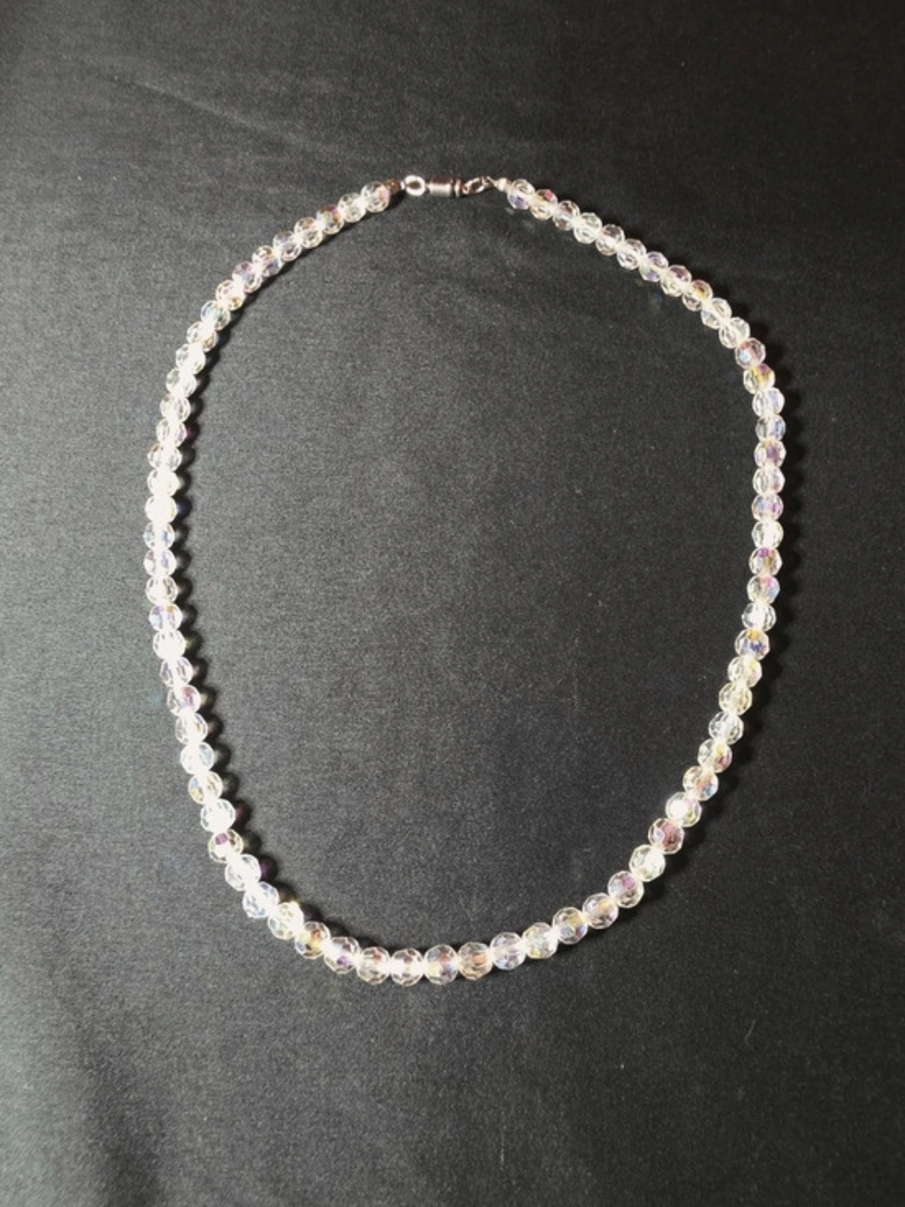 Vintage Aurora Borealis Faceted Crystal Single Strand Necklace